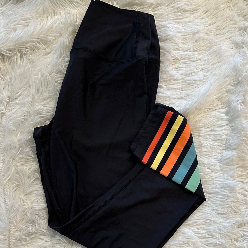 Addison Bay sculpt Black Leggings with Colorful Stripes